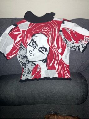 Black pot art Immodel knit crop top